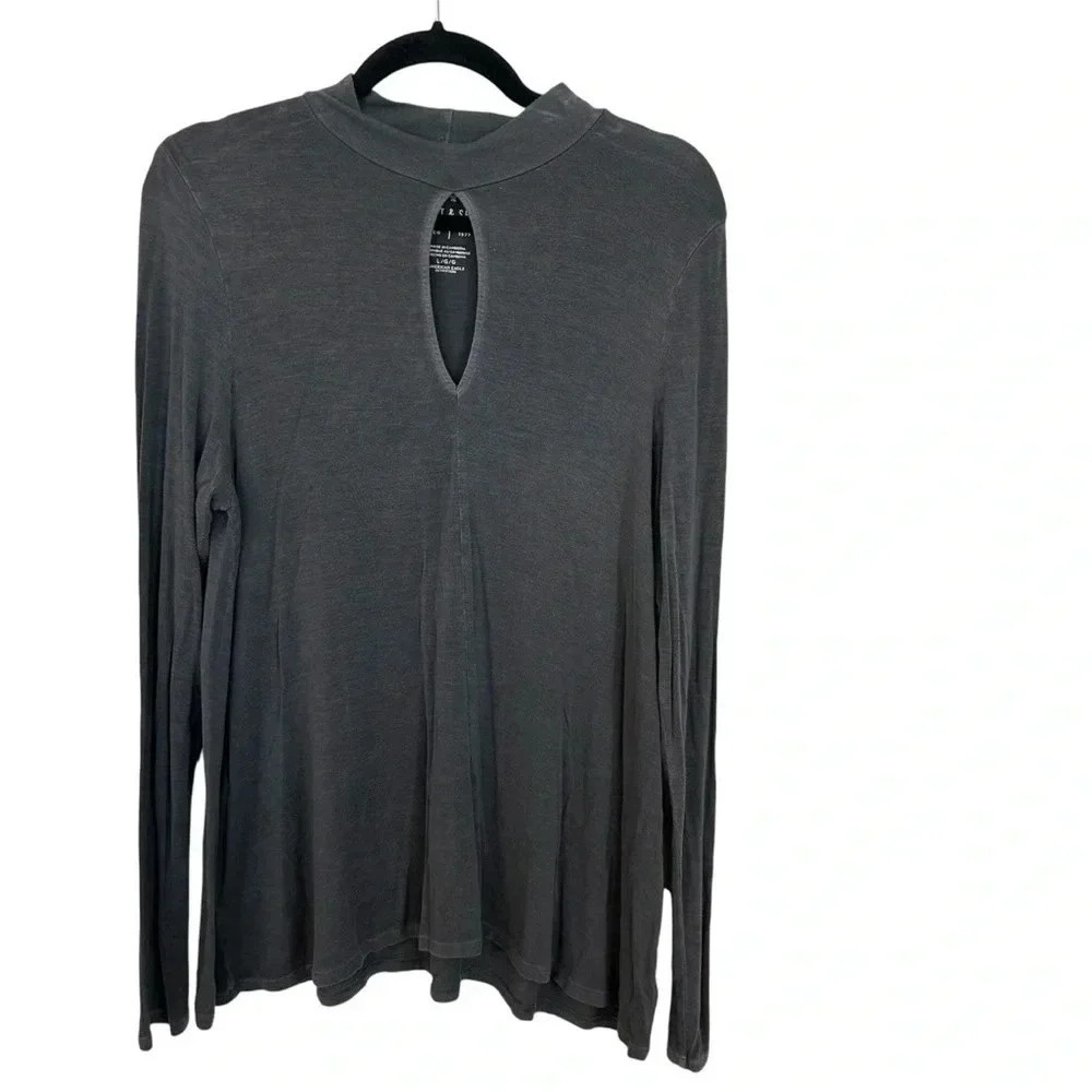 American Eagle Outfitter Soft & Sexy Gray Long Sleeve Keyhole Swing Top Sz L GUC